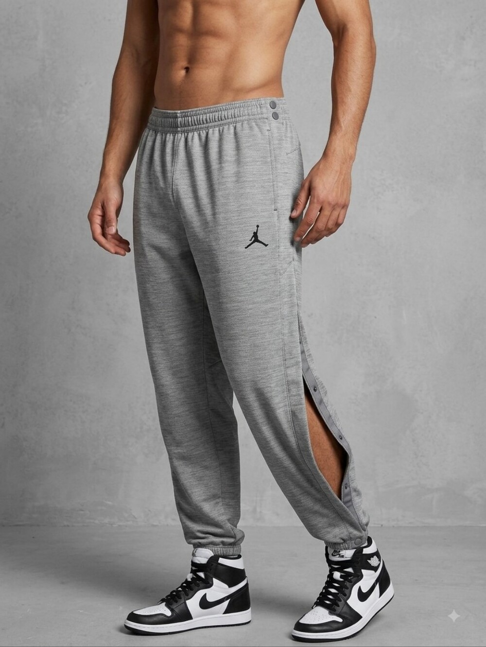 Nike Jordan Snap Tear Away Warm Up Pants Gray Men XL Heavyweight Jogger Cuff